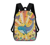 sinyumoney Whale And Butterfly Fantasy-1 - Zaino scolastico stampato 3D, per bambini, alla moda, casual, per ragazzi, studenti delle scuole elementari e del college, Stile:, 17"