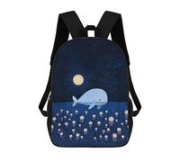 sinyumoney Whale And Jellyfish Under Moonlight Zaino Scolastico Zaini Scolastici Per Ragazze Zaini Per Ragazzi Con Tasche Borsa Scolastica Alla Moda Zaino Per Bambini 17inch