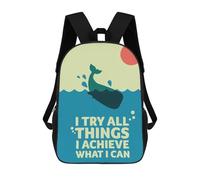 sinyumoney Whale Breaching with Motivational Text Zaini Scolastici Per Bambini Stampati in 3D 17inch Zaini Scolastici Per Bambini Alla Moda Casual Ad Alta Capacità Borse Da Viaggio Per Libri