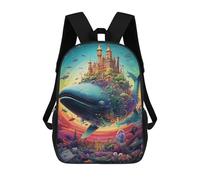 sinyumoney Whale Castle Fantasy Zaino Scolastico Per Bambini, Borsa Scolastica Stampata in 3D Per Ragazzi, Studenti Delle Scuole Elementari E Medie 17inch