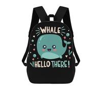 sinyumoney Whale Hello There Zaino Per Bambini Stampato in 3D, Zaino Scolastico Ad Alta Capacità, Zaino Da Viaggio, Borse Per Libri, Zaino Per Bambini 17inch