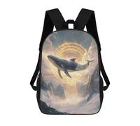 sinyumoney Whale in Sky with Glowing Circle Zaini, Zaino Per Bambini, Borsa Scolastica Per Studenti, Zaini Da Viaggio Stampati in 3D, Zaino Accessorio Moda, Zaini Impermeabili Per Bambini 17inch