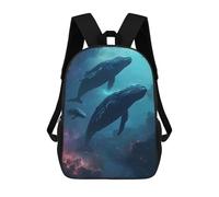sinyumoney Whale in Space Zaini Stampati 3D Per Bambini, Borse Da Scuola Alla Moda Per Ragazzi Borse Da Viaggio, Borse Da Scuola Per Studenti Di Scuola, Galaxy Whales, 17"