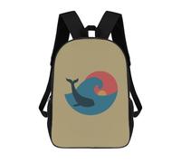sinyumoney Whale in Wave with Sunset Zaino Scolastico Per Bambini Stampato in 3D, Zaini Da Viaggio Ad Alta Capacità, Borse Per Libri, Zaini Scolastici Per Bambini 17inch