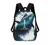 sinyumoney Whale Island Fantasy-1 Zaini Stampati in 3D, Borsa Scolastica Casual Per Bambini, Borsa Scolastica Alla Moda Per Ragazzi, Studenti Delle Scuole Medie 17inch