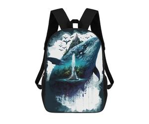 sinyumoney Whale Island Fantasy-1 Zaini Stampati in 3D, Borsa Scolastica Casual Per Bambini, Borsa Scolastica Alla Moda Per Ragazzi, Studenti Delle Scuole Medie 17inch
