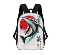 sinyumoney Whale Jump Sumi-e Zaini Scolastici Per Bambini Stampati in 3D 17inch Zaini Scolastici Per Bambini Alla Moda Casual Ad Alta Capacità Borse Da Viaggio Per Libri