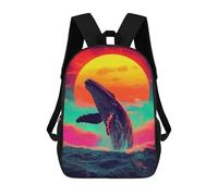 sinyumoney Whale Jumping Sunset Zaini Per Bambini Zaino Scolastico Borsa Scolastica Stampata in 3D Borsa Scolastica Per Ragazzi Studenti Delle Scuole Elementari E Medie 17inch