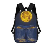 sinyumoney Whale Tail Under Full Moon Zaini Per Bambini, Zaini Scolastici, Borse Scolastiche Alla Moda Stampate in 3D Per Ragazzi, Studenti Delle Scuole Elementari E Medie 17inch