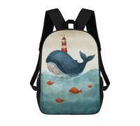 sinyumoney Whale with Lighthouse Zaino Scolastico Per Bambini Stampato in 3D Per Bambini, Zaini Da Viaggio, Borse Per Libri Per Ragazzi, Studenti Delle Scuole Elementari 17inch