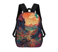 sinyumoney Whimsical Forest Sunset -2 Zaino Scolastico Zaino Per Bambini Borsa Scolastica Di Grande Capacità Zaino Per Bambini Per La Scuola Zaino 3D Borsa Per Libri Regali Per Bambini 17inch