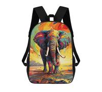 sinyumoney Whimsical Pig - Borse da scuola per bambini, con stampa 3D, per bambini, alla moda, per ragazzi, studenti delle scuole elementari e college, Colorful Elephant Painting-1, 17"