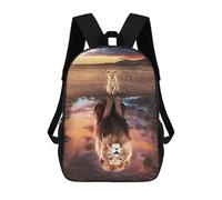 sinyumoney Whispers of The Cosmos - Zaino scolastico per bambini, con stampa 3D, alla moda e casual, per ragazzi, studenti delle scuole elementari e del college, Mirrored Leone e Cub, 17"