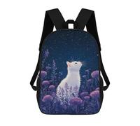 sinyumoney White Cat Under Starry Sky Zaino Per Bambini Borsa Scolastica Per Ragazzi Cartone Animato Stampa 3D Borsa Scolastica Per Studenti Zaino Per Laptop Per Ragazzi E Ragazze 17inch