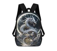 sinyumoney White Dragon Moonlit Sky -2 Zaini Stampati in 3D Per Bambini, Zaini Scolastici, Borse Scolastiche, Zaini Alla Moda Per Ragazzi, Studenti Delle Scuole Elementari E Medie 17inch