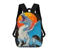sinyumoney White Dragon Roaring at The Moon Zaino Scolastico Per Bambini, Zaino Casual Da Viaggio Per Ragazzi E Ragazze, Zaino Da Giorno Di Grande Capacità 17inch
