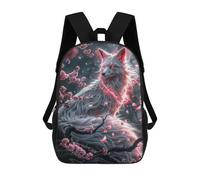 sinyumoney White Kitsune Fox Zaino Scolastico Stampato in 3D Per Bambini, Zaino Scolastico Casual Alla Moda Per Bambini Studenti 17inch