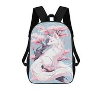 sinyumoney White Kitsune Sakura Tree Zaini Per Bambini, Zaini Scolastici Personalizzati 3D Per Ragazzi E Ragazze, Zaini Scolastici Grandi, Zaini Casual Da Giorno 17inch