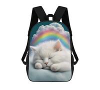 sinyumoney White Kitten Sleeping Zaini Per Bambini Zaino Scolastico Borsa Scolastica Stampata in 3D Borsa Scolastica Per Ragazzi Studenti Delle Scuole Elementari E Medie 17inch
