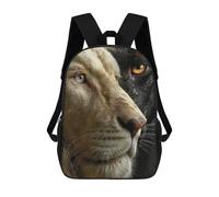 sinyumoney White Lion And Black Panther Zaino Scolastico Zaini Scolastici Per Ragazze Zaini Per Ragazzi Con Tasche Borsa Scolastica Alla Moda Zaino Per Bambini 17inch