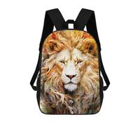 sinyumoney White Lion Animal Art Zaino Scolastico Zaino Per Bambini Borsa Scolastica Di Grande Capacità Zaino Per Bambini Per La Scuola Zaino 3D Borsa Per Libri Regali Per Bambini 17inch