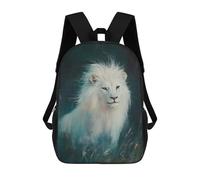 sinyumoney White Lion Portrait Zaino Per Bambini Stampato in 3D Zaino Scolastico Per Bambini Ad Alta Capacità Zaini Da Viaggio Borse Per Libri Zaino Scolastico Per Bambini 17inch