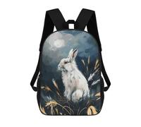sinyumoney White Rabbit Under Moonlight Zaino Per Bambini Borsa Scolastica Per Ragazzi Cartone Animato Stampa 3D Borsa Scolastica Per Studenti Zaino Per Laptop Per Ragazzi E Ragazze 17inch