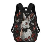 sinyumoney White Rabbit with Roses Zaini Stampati in 3D Per Bambini, Zaini Scolastici, Borse Scolastiche, Zaini Alla Moda Per Ragazzi, Studenti Delle Scuole Elementari E Medie 17inch