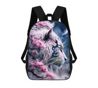 sinyumoney White Tiger Moonlit Blossom Zaino Scolastico Per Bambini Stampato in 3D, Zaini Da Viaggio Ad Alta Capacità, Borse Per Libri, Zaini Scolastici Per Bambini 17inch