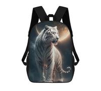 sinyumoney White Tiger Moonlit Majesty -1 Zaino Scolastico Zaino Per Bambini Borsa Scolastica Di Grande Capacità Zaino Per Bambini Per La Scuola Zaino 3D Borsa Per Libri Regali Per Bambini 17inch