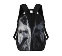 sinyumoney White Wolf And Black Wolf Zaino Scolastico Per Bambini, Zaino Casual Da Viaggio Per Ragazzi E Ragazze, Zaino Da Giorno Di Grande Capacità 17inch