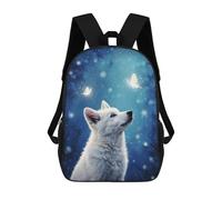 sinyumoney White Wolf And Butterflies Zaini Casual Per Bambini, Borse Scolastiche Per Ragazzi E Ragazze, Zaini Per Libri, Zaini 17inch