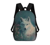 sinyumoney White Wolf in Bloom Zaino Scolastico Per Bambini Da 17 Pollici, Zaino Casual Da Viaggio Per Ragazzi E Ragazze, Zaino Da Giorno Di Grande Capacità 17inch