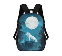 sinyumoney White Wolf Under Full Moon Stampa Zaino Per Bambini, Borsa Scolastica Per Adulti E Bambini, Zaino Da Viaggio Per Tutti I Giorni 17inch