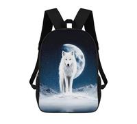 sinyumoney White Wolf Under The Winter Moon Zaino Per Bambini Stampato in 3D Zaino Scolastico Per Bambini Ad Alta Capacità Zaini Da Viaggio Borse Per Libri Zaino Scolastico Per Bambini 17inch