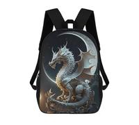 sinyumoney Wild Cat Close-Up - Zaino scolastico per bambini, con stampa 3D, alla moda, per ragazzi, studenti delle scuole elementari e college, Dragon Moonlit Majesty -3, 17"