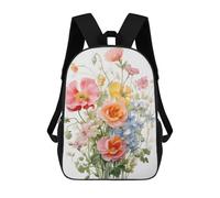 sinyumoney Wild Flower Pink Blue Red Zaino Scolastico Alla Moda Per Studenti, Adatto A Ragazzi E Ragazze, Ideale Per Viaggi All'aperto E Attività Ricreative. 17inch