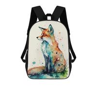 sinyumoney Wild Fox Watercolor ArtZaino Scolastico Per Bambini, Zaini Stampati in 3D, Zaini Alla Moda Per La Scuola Elementare E Media Per Ragazzi. 17inch