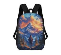 sinyumoney Wild Nature - Zaino per bambini e ragazze, 3D, zaino per la scuola, zaino per bambini piccoli, zaino casual, borsa per libri alla moda, Mountain Hiking Vintage, 17"