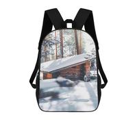 sinyumoney Winter Cabin in Snowy Forest Zaino Per Bambini, Zaino Scolastico Per Bambini, Zaini Scolastici Stampati in 3D Per Ragazzi E Studenti Adolescenti 17inch