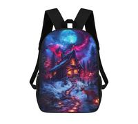 sinyumoney Winter Cabin Under A Cosmic Sky Zaino Per La Scuola Stampato in 3D Borsa Scolastica Per Ragazzi E Ragazze Zaino Per Bambini Zaino Da Viaggio 17inch