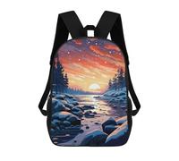 sinyumoney Winter Sunset River Zaino Scolastico Per Bambini, Borsa Scolastica Stampata in 3D Per Ragazzi, Studenti Delle Scuole Elementari E Medie 17inch