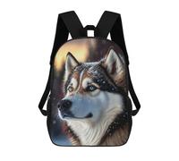 sinyumoney Winter Wolf Portrait-1 Zaino Per Bambini, Zainetti 3D Per La Scuola, Zainetto Per Bambini, Zainetto Casual, Zaino Alla Moda 17inch