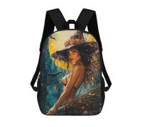sinyumoney Witch on Broomstick with Full Moon Zaino Scolastico Grande Per Ragazzi - Perfetto Per Viaggi, Lavoro E Uso Quotidiano 17inch