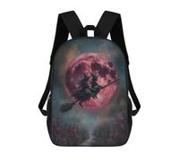 sinyumoney Witches Flying on Broomstick with Red Moon Zaino Per Bambini, Borsa Scolastica Per Ragazzi E Adolescenti, Regalo, Zaino Da Viaggio, Zaino Scolastico, Borsa Per Libri 17inch