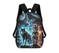 sinyumoney Wolf And Tiger Animal Zaino Per Bambini, Borsa Scolastica Per Ragazzi E Adolescenti, Regalo, Zaino Da Viaggio, Zaino Scolastico, Borsa Per Libri 17inch