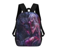 sinyumoney Wolf And Woman Zaino Scolastico Per Bambini, Borsa Scolastica Stampata in 3D Per Ragazzi, Studenti Delle Scuole Elementari E Medie 17inch