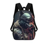 sinyumoney Wolf Biker Leather Jacket Zaini Scolastici Per Bambini Stampati in 3D, Zaini Casual Per La Scuola, Zaini Da Viaggio Ad Alta Capacità Per Bambini 17inch