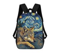 sinyumoney Wolf Dreams Under Starry Night Sky Zaino Scolastico Stampato in 3D, Borse Scolastiche Per Ragazzi E Ragazze, Zaino Per Laptop Per Bambini/studenti/adulti 17inch