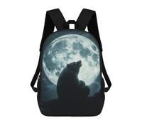 sinyumoney Wolf Howling at Full Moon-7 Zaino Scolastico Per Bambini Stampato in 3D, Zaini Da Viaggio Ad Alta Capacità, Borse Per Libri, Zaini Scolastici Per Bambini 17inch